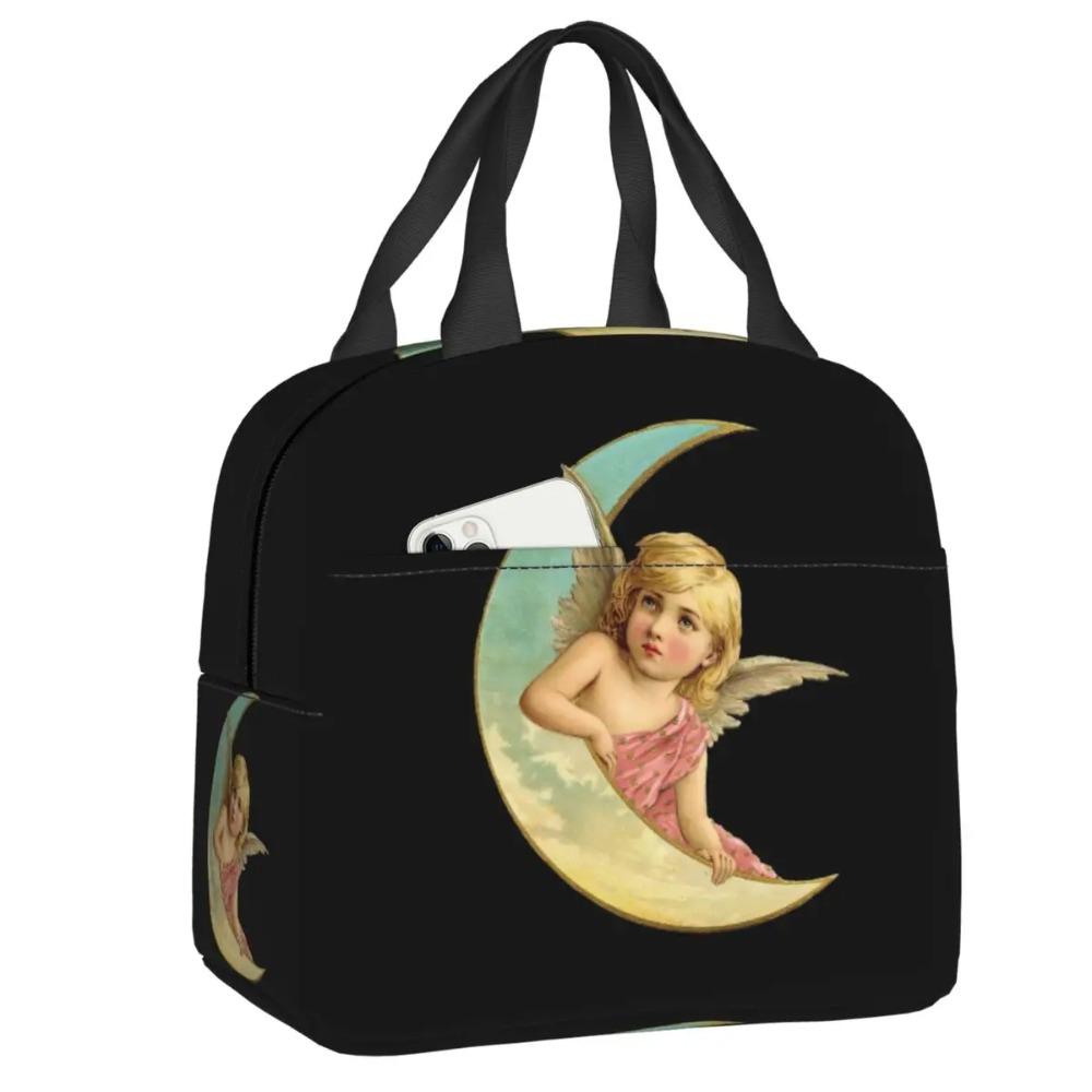 Custom Victorian Moon Cherub Insulated Lunch Bag for Women Leakproof Thermal Cooler Lunch Tote Kids School Children