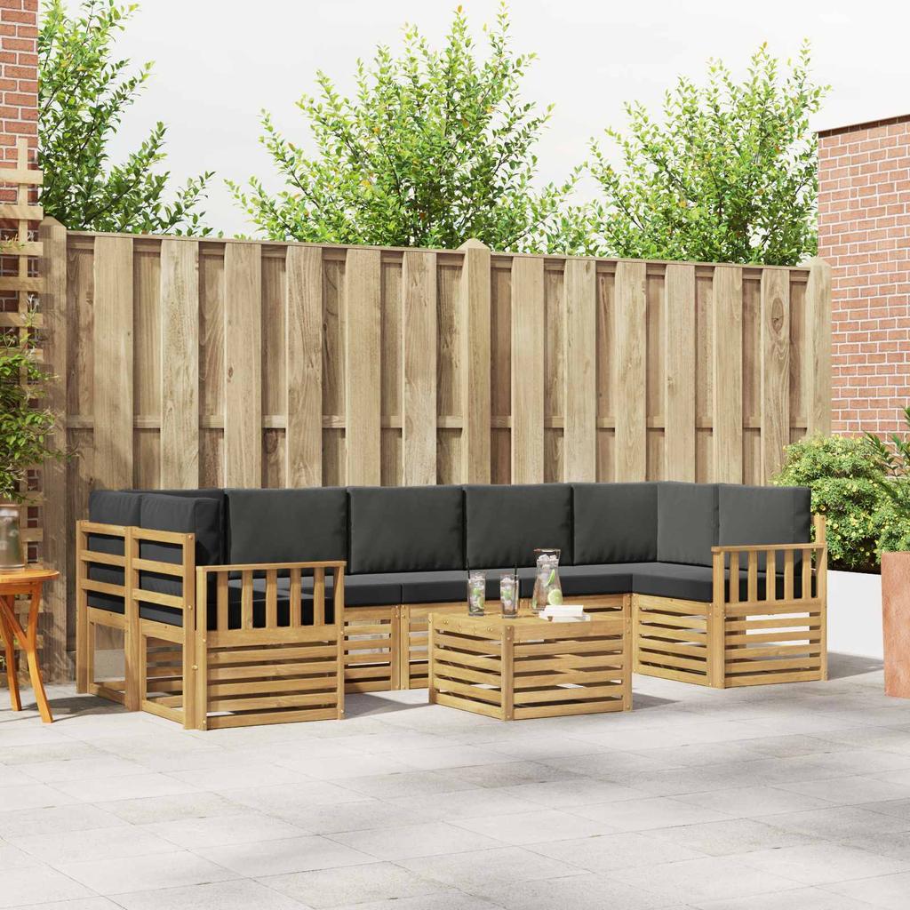 Outdoor Sofa Set 8 pcs White and Anthracite Polyester