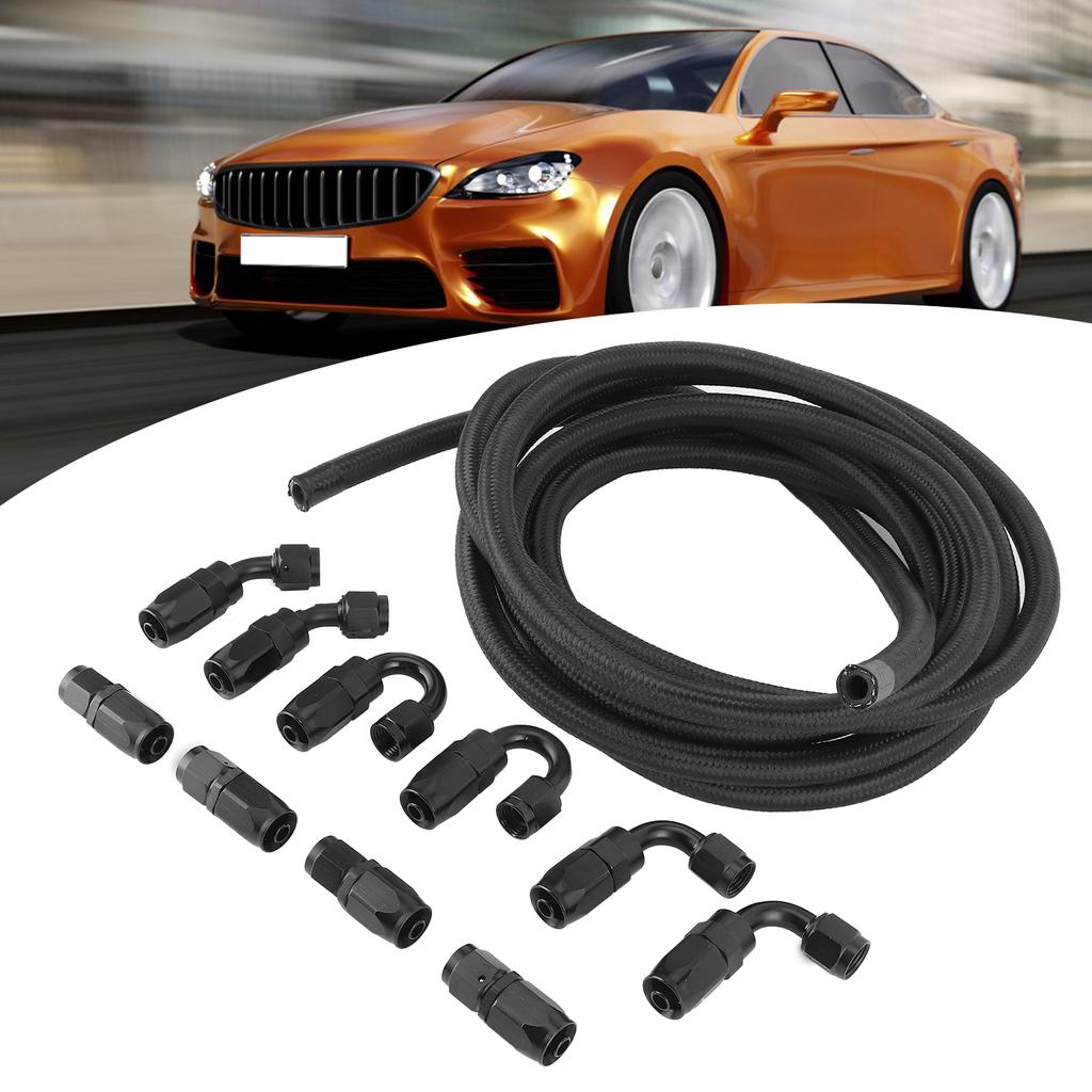 5meters Oil Fuel Hose Line AN6?6AN Fitting Stainless Steel Nylon Braided Straight 45 Degrees  90 Degrees  180 Degrees  End