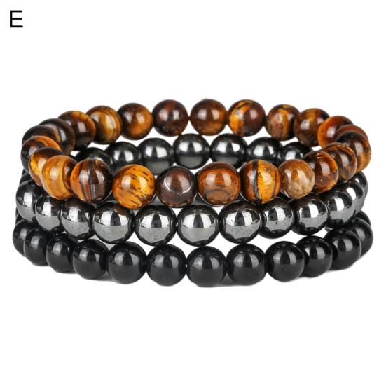 3 шт./компл. каменный браслет три в одном очаровательная эластичная веревка натуральный синий золотой тигровый глаз агат камень