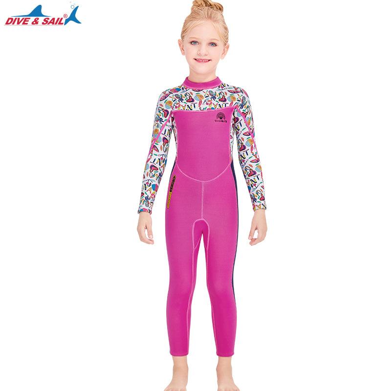 Новый детский теплый водолазный костюм 2,5 мм, цельный плотный купальник с длинными рукавами, плавающий и серфинговый купальник для маленьких и средних детей