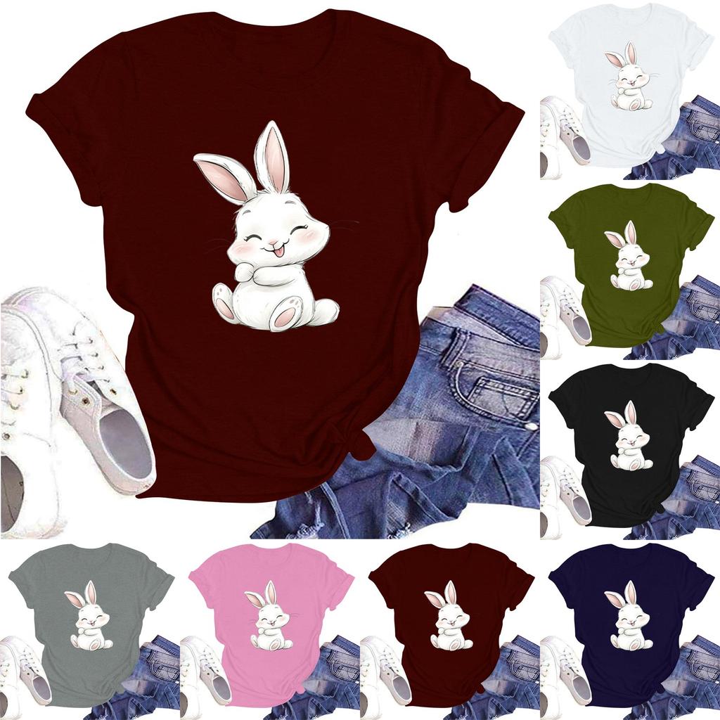 Women's Round Neck Casual Printed Short-sleeved T-shirt Top