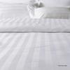 Hotel-Grade White Cotton Fitted Sheet with Three-Centimeter Stripe