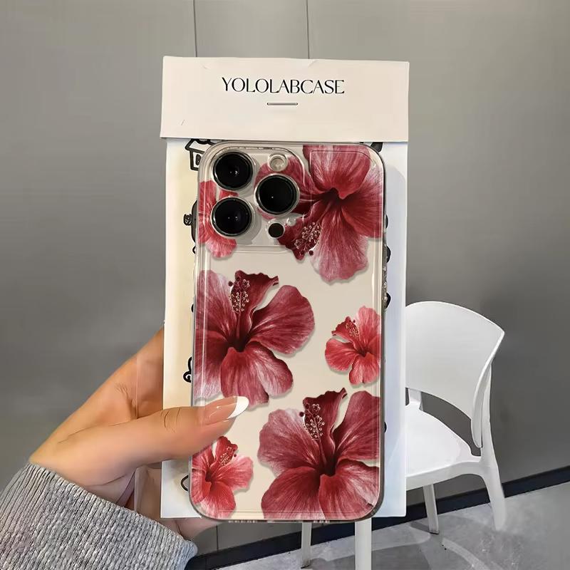 Red Lily Print Clear Phone Case For Xiaomi Mi Poco X6Pro X6 X7 X5 Pro Mi Poco F7 Pro F6 F5 Silicone Cover