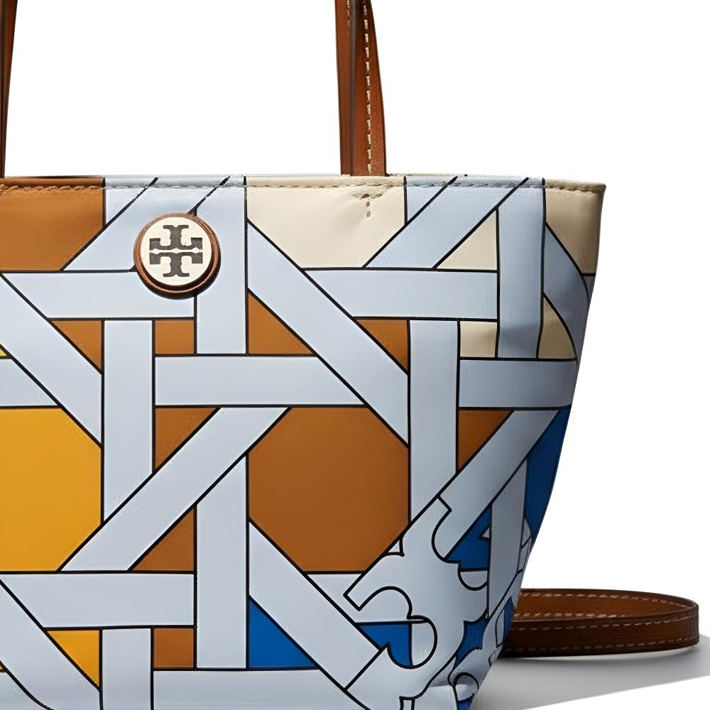 Tory Burch Плетеная сумка-тоут из нейлона с дизайном Color Block, мини-сумка-тоут для женщин, разноцветная, 176042-400