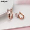 SIMJOO Fashionable Rose Gold Color Earclasp with Simple Personality and Water Drop Set Zircon Earrings