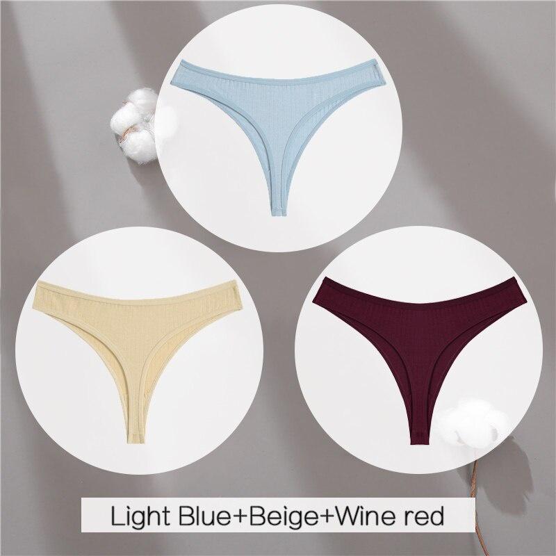 3 шт./компл., женские хлопковые стринги, трусики-стринги, однотонные трусики с v-образной талией в полоску, дышащее нижнее белье, женское мягкое нижнее белье