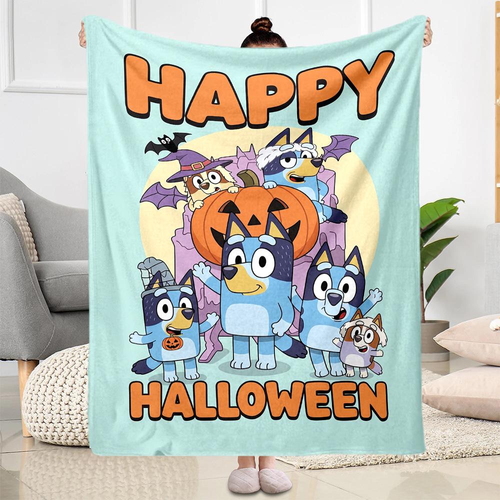Halloween Bluey Gang Blanket Soft & Cozy Suitable for Sofa Couch Bed Four Seasons Multipurpose Modern Style Birthday Christmas Gift Blanket
