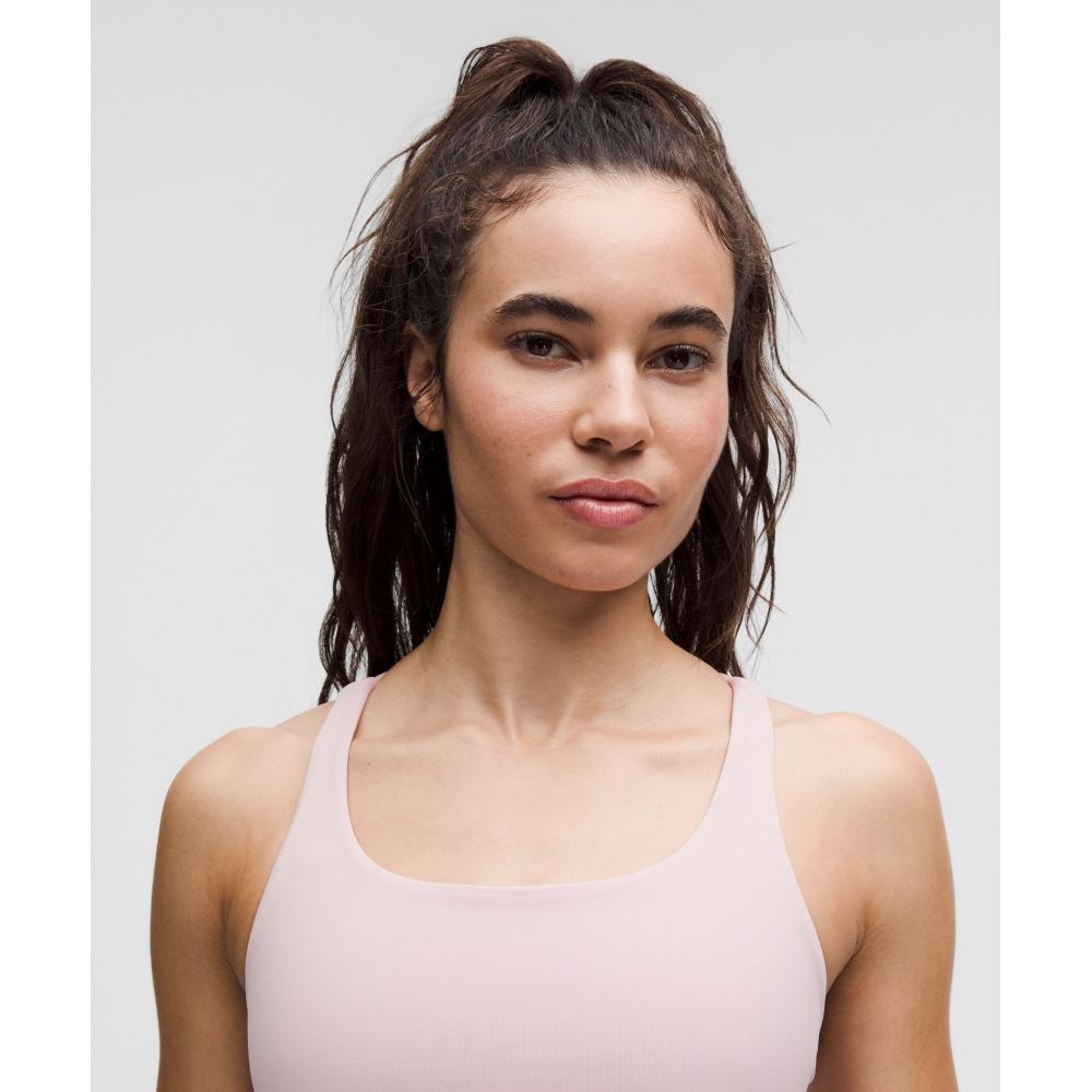 Lululemon Бюстгальтер Energy Longline со средней поддержкой, чашки BD, розовая дымка