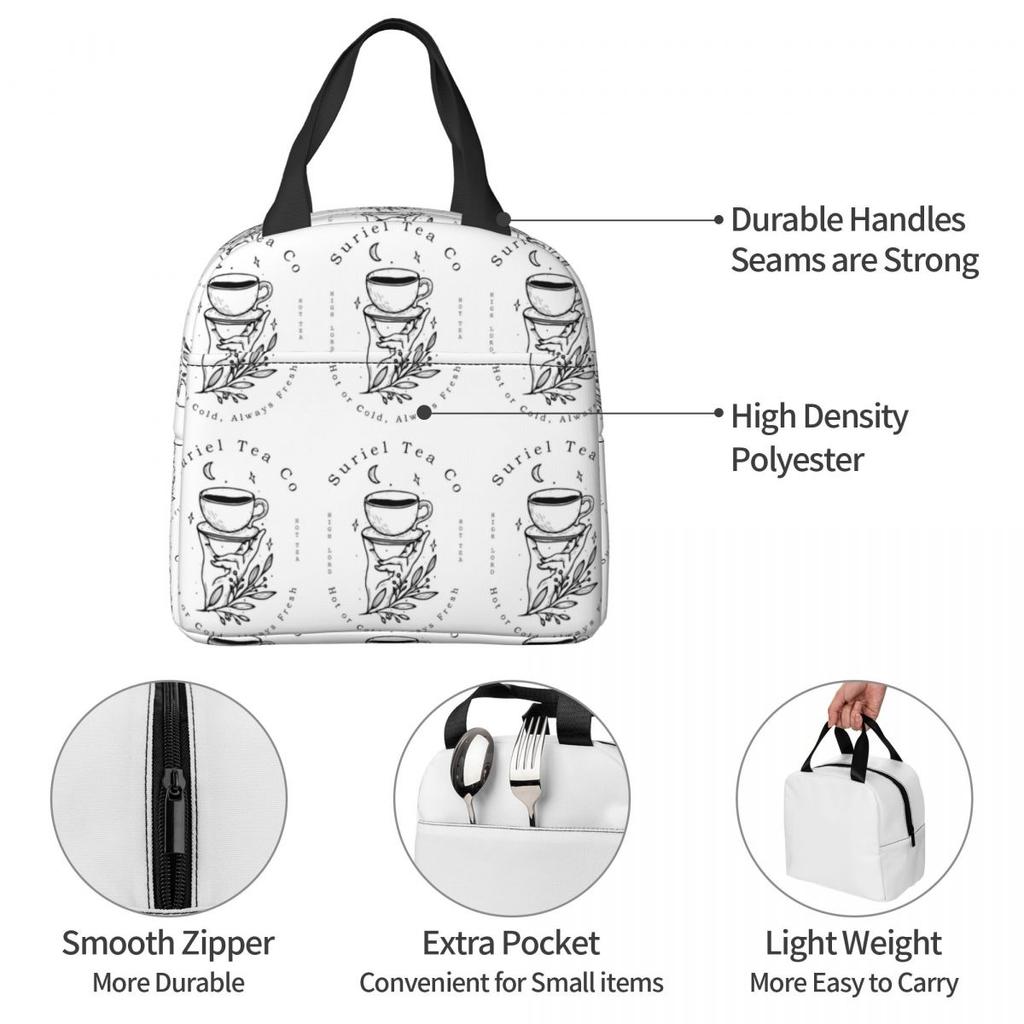 ACOTAR Suriel Tea Co Insulated Lunch Bag for Women Office Cooler Thermal Food Box Tote Portable Lunch Boxes Container