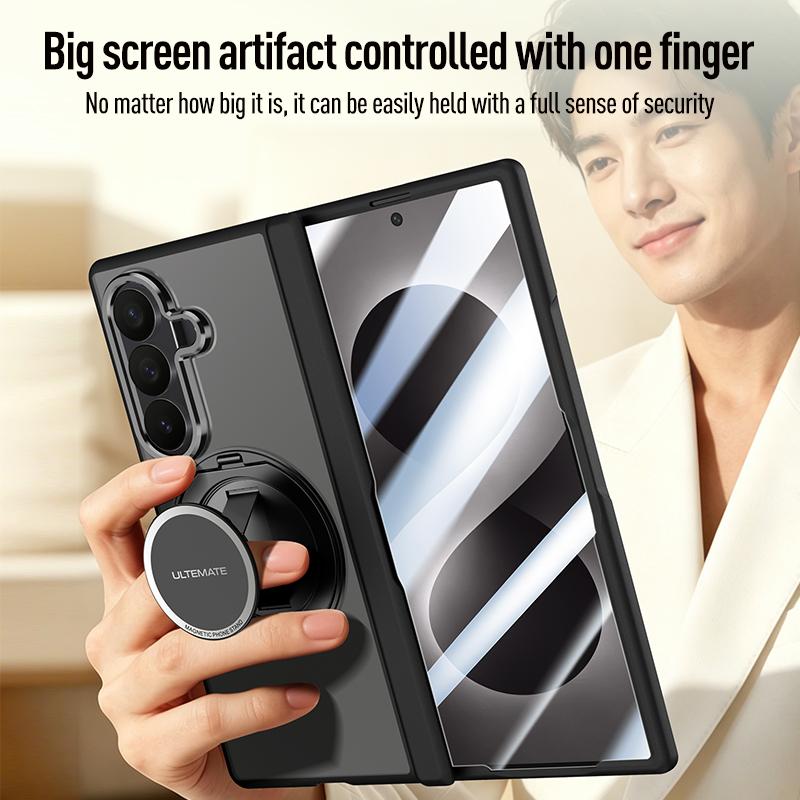 Матовый Frosted чехол для Samsung Galaxy Z Fold8 Ultra/Fold 8 Ultra/360 Вращающийся магнитный держатель Ремешок для руки Со стеклянной защитой экрана