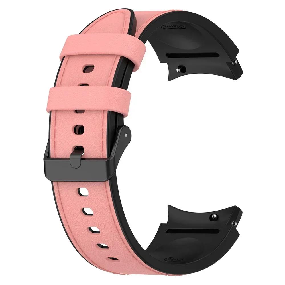 Classic Leather+Silicone Strap For Samsung Galaxy Watch 7 6 5 Pro 40mm 44mm No Gaps Band Watch6 4 Classic 47 43 46mm Curved End Bracelet