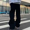 Осенние и зимние свободные уличные прямые джинсовые брюки с вышивкой в ​​виде паутины на открытом воздухе