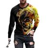 Spring Men's T Shirts Loose Round Neck 3D Printed Long Sleeved Round Neck T-shirt Long Sleeves Men's Tops