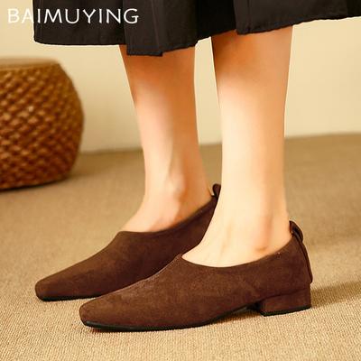 Туфли женские на толстой подошве из замши на среднем каблуке, модные элегантные туфли, новые брендовые трендовые дизайнерские туфли-лодочки, зимняя классика, Mujer Zapatos