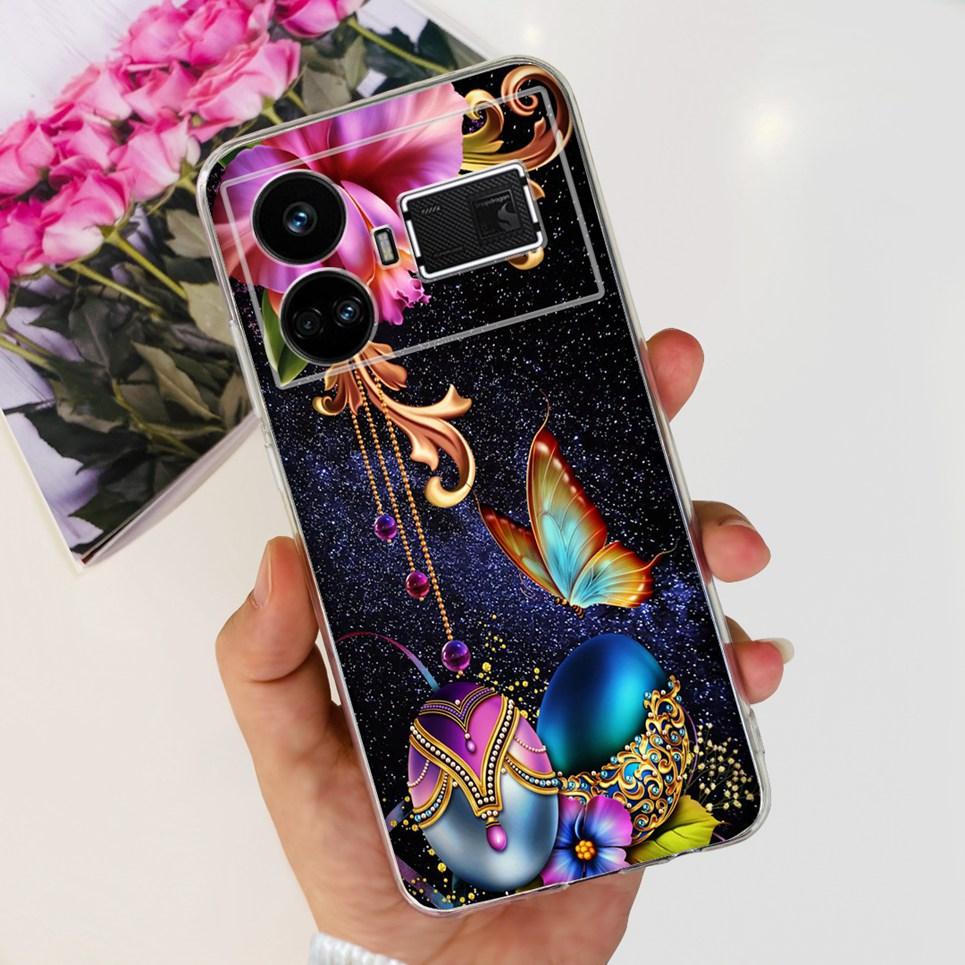 For Realme GT5 Case Clear Silicone Soft TPU Cover For OPPO Realme GT 5 RealmeGT5 Cases Flower Marble Jelly Bumper Coques