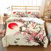 Japanese Duvet Cover Branch of A Flourishing Sakura Tree Flowers Cherry Blossoms Spring Art Polyester Bedding Set Full/King Size