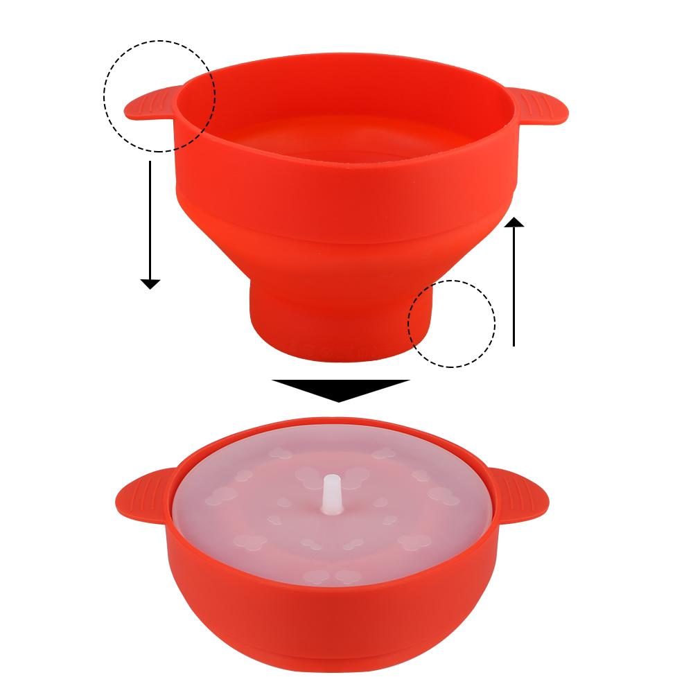 Складное ведро-миска для приготовления попкорна своими руками, миска для попкорна для микроволновки с ручкой, складная, большой вместимости, с крышкой, силиконовая