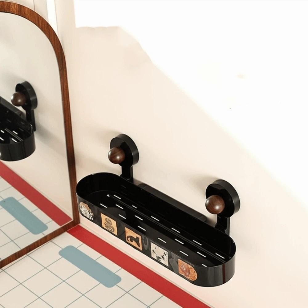 Plastic Suction Cup Storage Rack Wall Mounted Punch Free Shampoo Storage Rack Removable Space Saving Wall Hanging Storage Rack