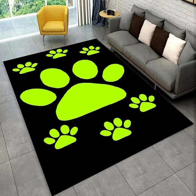 Pet Paw Pattern Rectangular Rug, Colorful Animal Paw Prints, Soft Non - Slip Carpet for Living Room Bedroom Pet Area Decor