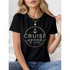 Футболка с принтом 'Cruise Squad 2026', с коротким рукавом, круглым вырезом, повседневный топ для лета и весны, Женская одежда