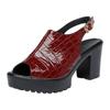 Fashion Small Size 32-43 Elegant Block High Heels Sandals Summer 2025 Patent Leather Shoes Thick Platform Women Office Model Sandals