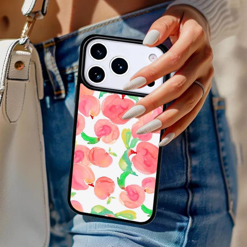 Эстетичный чехол для телефона с персиками для iPhone 17 Air 14 15 13 12 Max Чехол для Apple 16e 11 Pro Max Plus Coque