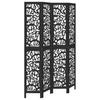 4 Piece Black Solid Wood Folding Screen Paulownia