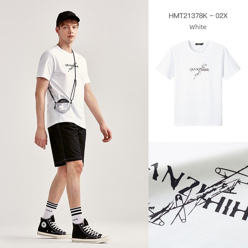 Thousand Paper Cranes Men's Pure Cotton T-Shirt Short Sleeve 2024 Summer New Style Youth Round Neck Casual Half-Sleeve T-Shirt 21378