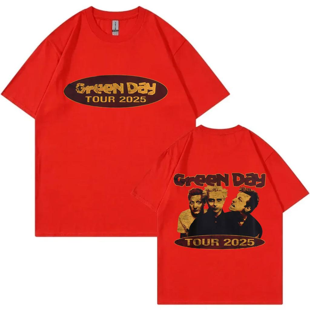 Rock Band Green Day Tour 2025 Graphic T Shirts Fashion Vintage Short Sleeve Tshirt Men Women Casual Cotton Tshirts Streetwear