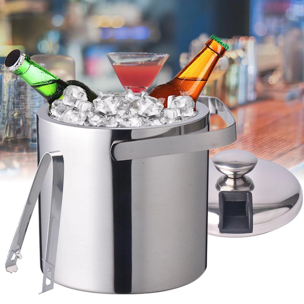with Ice Tong and Filter Mesh Bar Insulated Ice Bucket Drink Chilling Barrel Restaurant