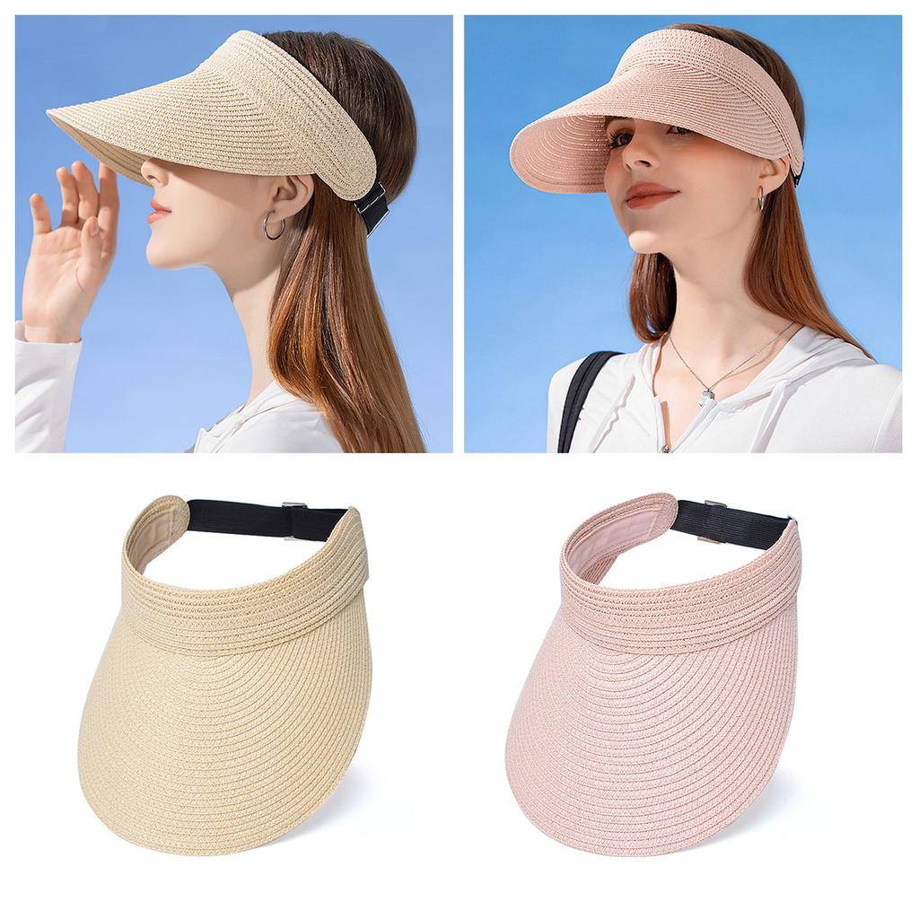 Women Sun Hat Raffia Sunshades Straw Hat Breathable Empty Top Sports Hat for Straw Hat Breathable for Casual Sport