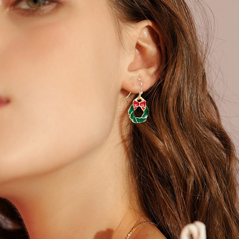 Набор из 6 штук Женские серьги в стиле рождественской серии с рисунком елки и снеговика Модные темпераментные аксессуары