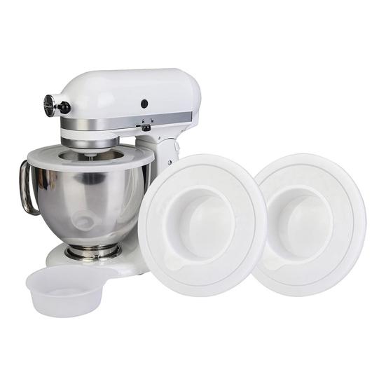 Mixer Bowl Covers for KitchenAid 4.5-5 Qt Stand Mixer Anti-Splash Baffle Transparent Lid with Extra Pouring Window Plastic Bowl Cover To Prevent