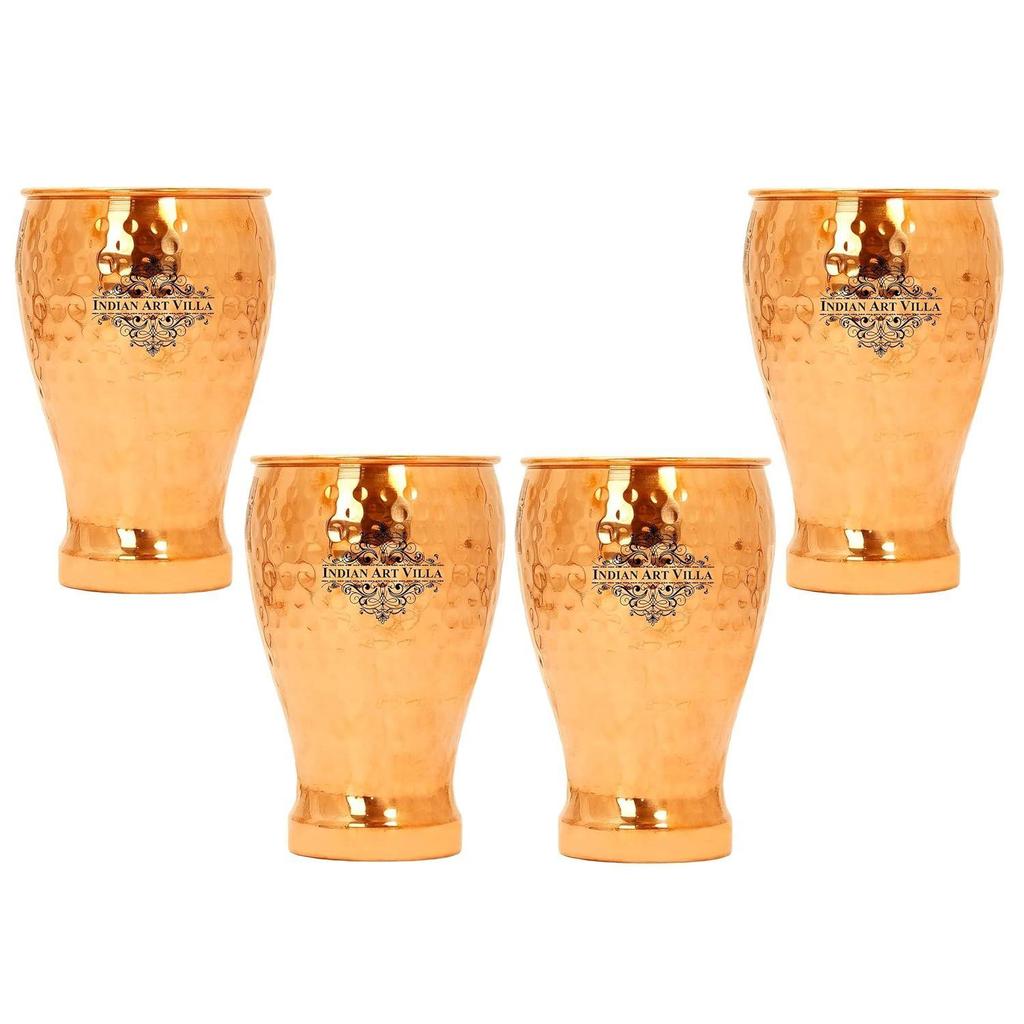 Медный стеклянный стакан, чеканный дизайн, посуда для напитков, 430 мл, набор из 4 штук
