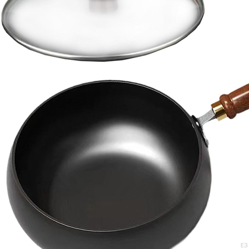 9.45 Inch Wok Made of Iron with A Flat Floor for Gas And Induction Stove, Stirred Pan Kitchen