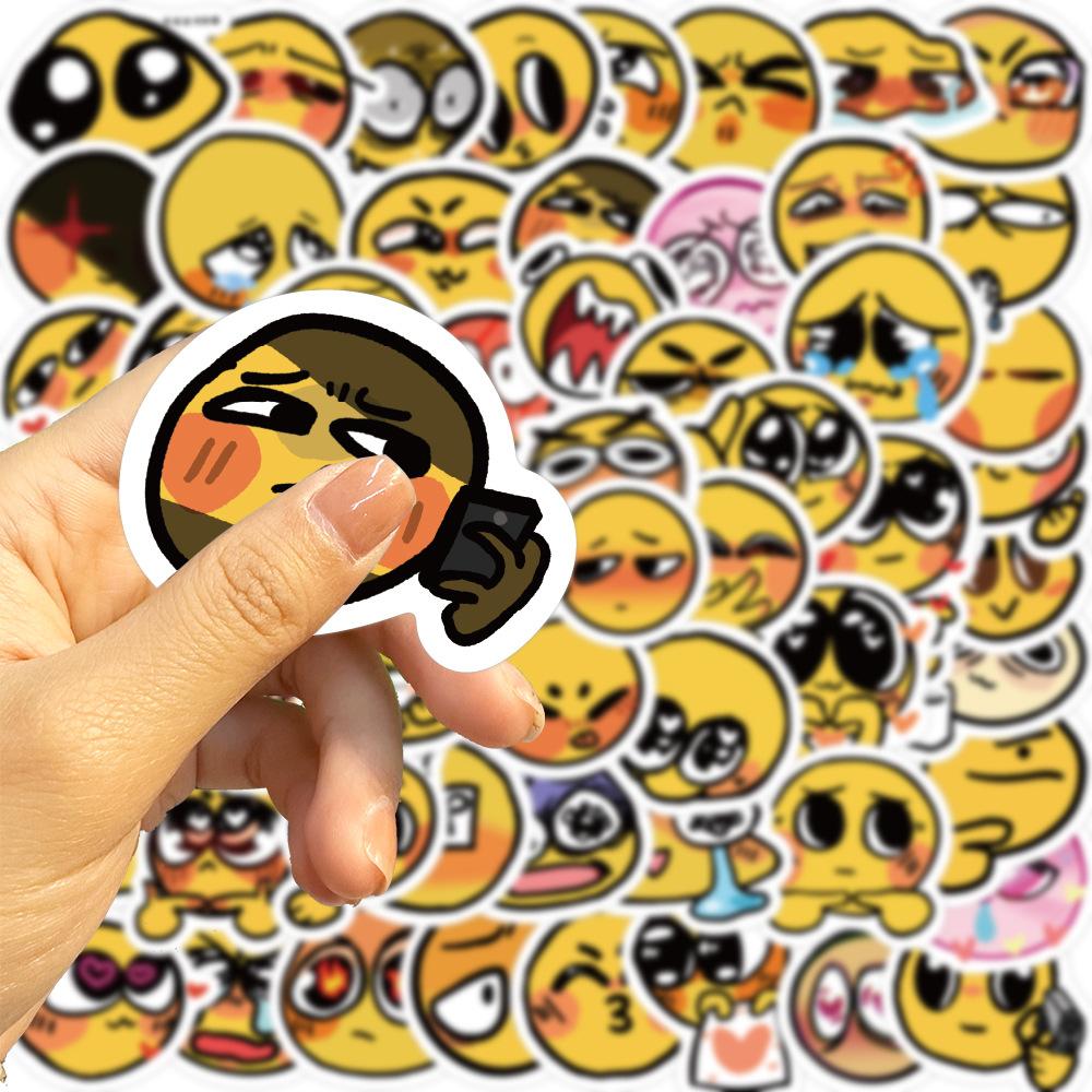 60 Emotional Yellow Small Expression Graffiti Stickers Decorate Guitar Suitcase DIY Creative Waterproof Stickers