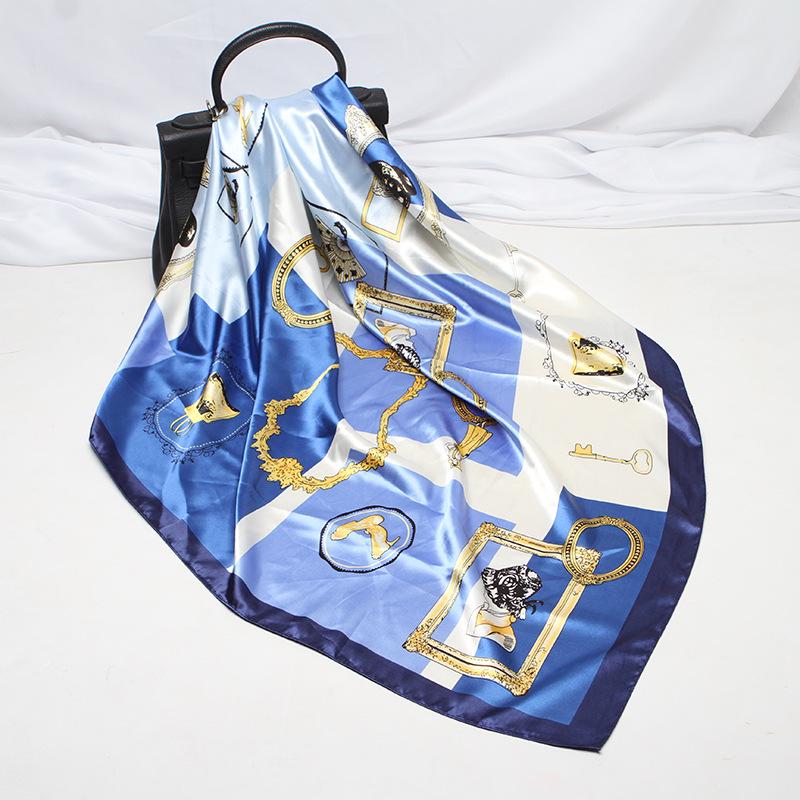 Fashion Square Scarf Women's Scarf Bib Tie Scarf Beach Towel Silk Hijab 90 * 90cm EMA