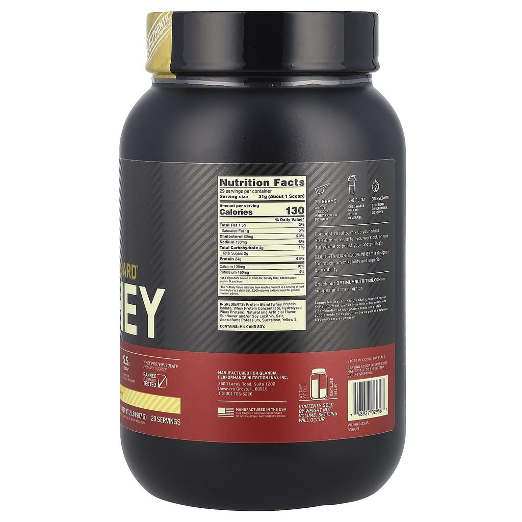 Optimum Nutrition Gold Standard 100% Whey, Banana Cream, 2 Lbs (907 G)