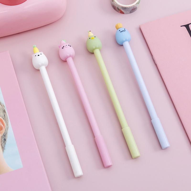 1 Piece Kawaii Gel Pen Korean Cartoon Creative Cute Fruit Head School Office Stationery
