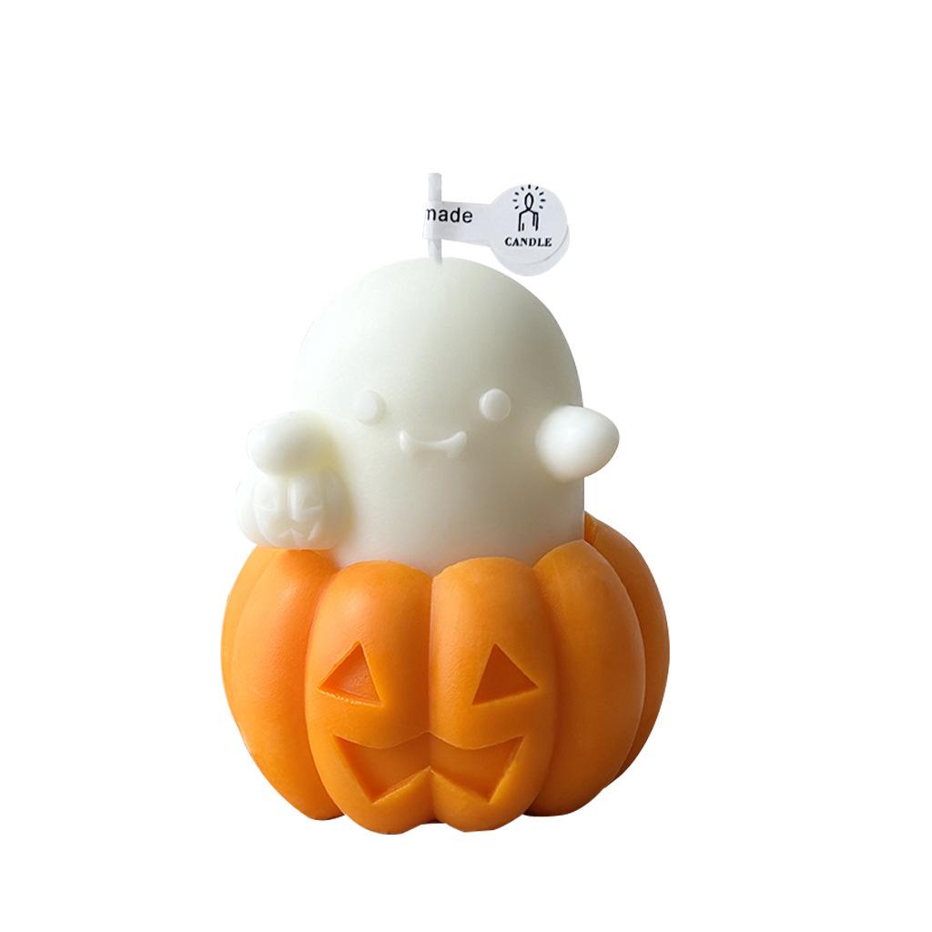1/2pcs Ghost & Pumpkin Scented Candle Adorable Soy Wax Candles Idea Gifts for Holiday Halloween Home Party Atmosphere Decorative