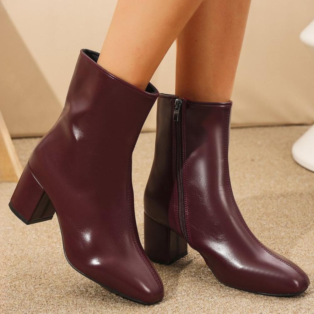 Женские осенне-зимние ботильоны с квадратным носком, модные ботильоны на молнии в повседневном стиле, удобные ботильоны для женщин, размеры 36-43