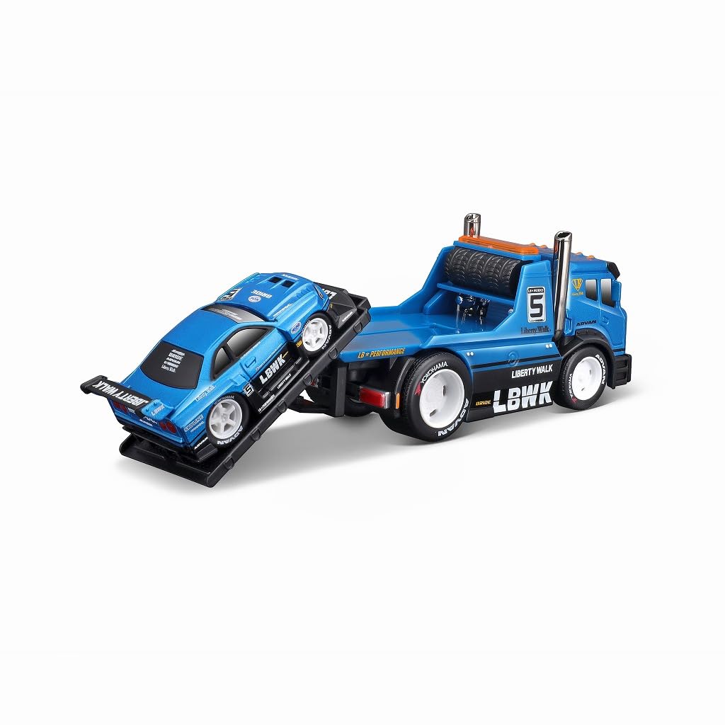 Maisto Muscle Machines Series JDM Liberty Walk Flatbed R34 Blue Finished Model MS11546BL 1/64