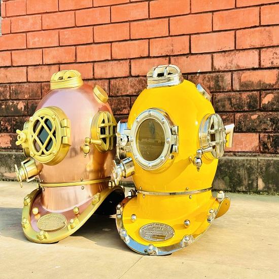 Set of 2 Nautical Scuba Diving Helmet US Navy Mark V Divers Helmet Deep Diving Helmet Diving Helmet Mark V Marine Diving Helmet