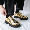 Luxury Man Dress Shoes Plus Size 46 Fashion Golden Mirrors Shoes Men Platform Height Increasing Shoes Men Casual Leather Shoes
