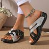 Fashion Mix Color Cross Strap Wedge Slippers Women Summer Non Slip Platform Sandals Woman Lightweight Soft Thick Sole Sandalias Mujer 43
