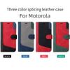For Motorola Moto G50,G60,G10,G30,E7 Power,G31,G22,G42...Three Color Patchwork Style Splicing Design PU Leather Flip Stand Wallet Phone Bag Case