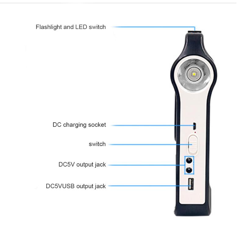 Точечный портативный генератор солнечной панели с USB-портом, встроенной лампой освещения Hogard