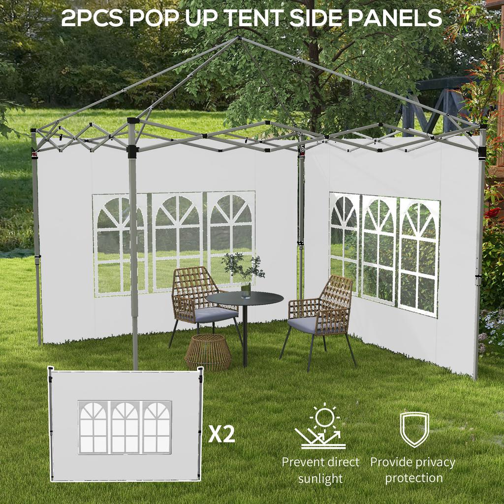 Gazebo Side Panels Sides Replacement With Window For 3x3(m) Or 3x4m Pop Up Gazebo 2 Pack White