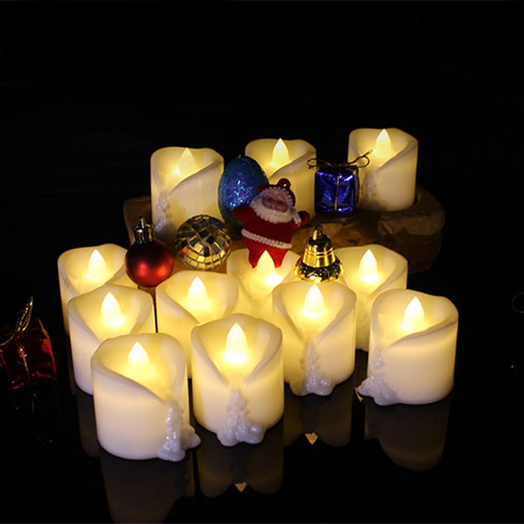 12 шт., имитация плавления чая, восковые свечи, лампы с дистанционным управлением, украшение для рождественской вечеринки, электронные
